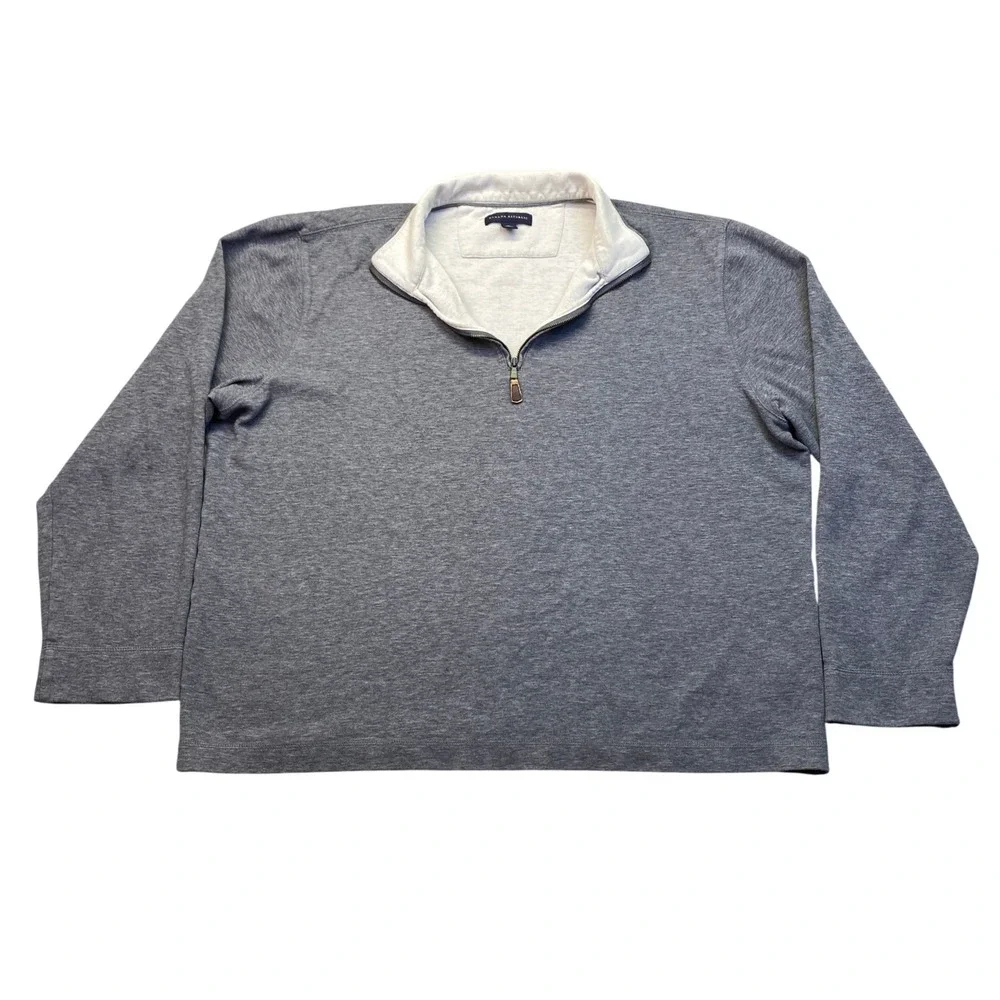 Banana Republic‎ Mens XL Quarter Zip Pullover Sweater Grey Cotton Blend 671276